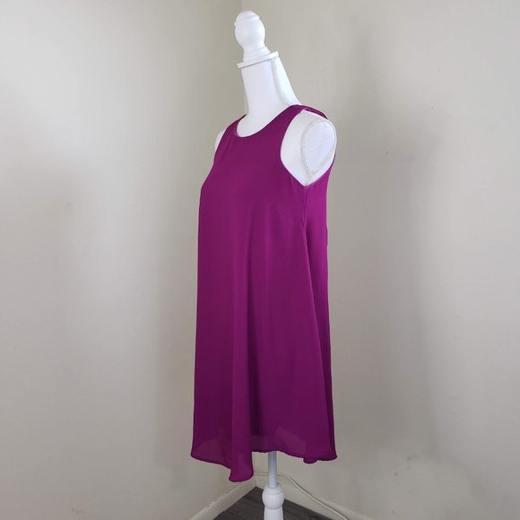 Lulu's Sleeveless Loose Chiffon Mini Shift Dress Fuchsia Pink Size Small - Picture 10 of 11